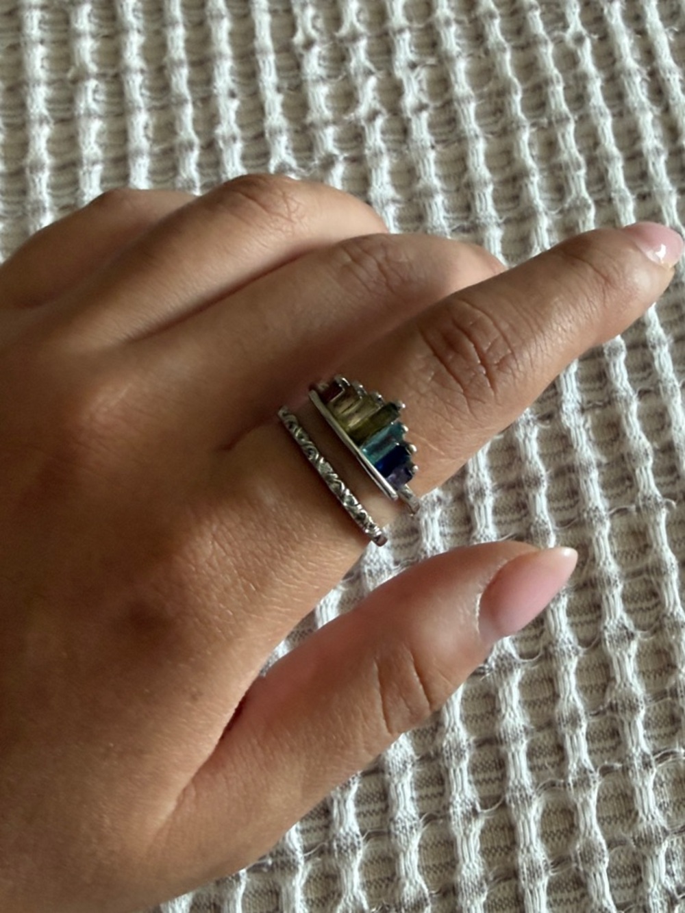 Sterling Silver Multi-Color Stack Ring